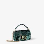 FENDI Baguette® Mini Bag embroidered with green sequins - Image 5